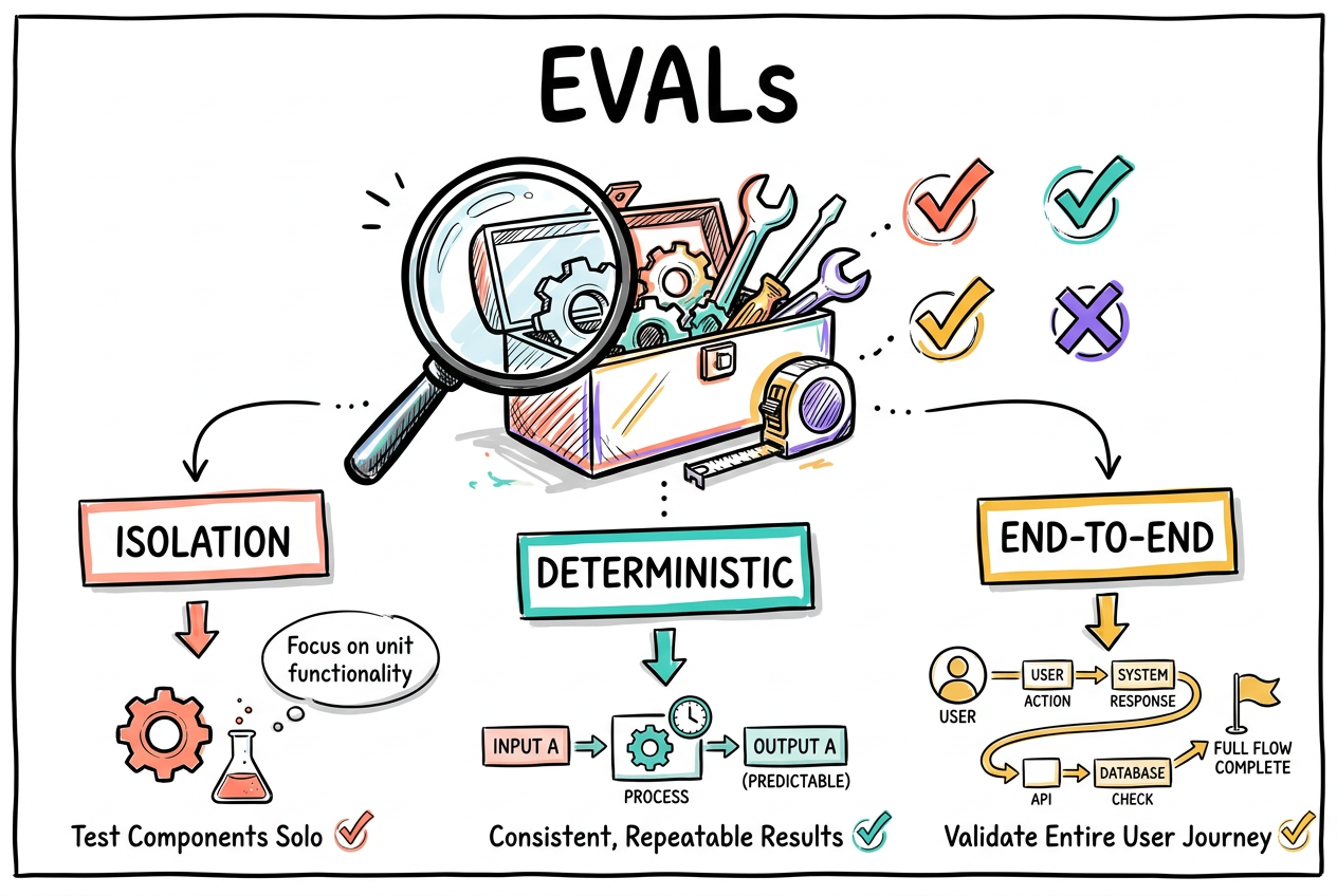 Evals: check tools in isolation and end-to-end